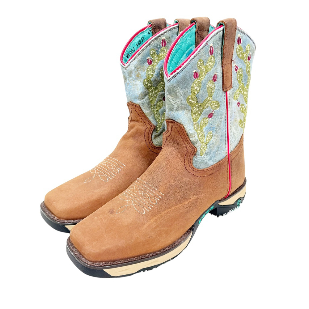 Corral Ladies Tan Hydro Resist Cactus Farm Ranch Dual Density Sole Boot Size 9 M - Picture 6 of 10